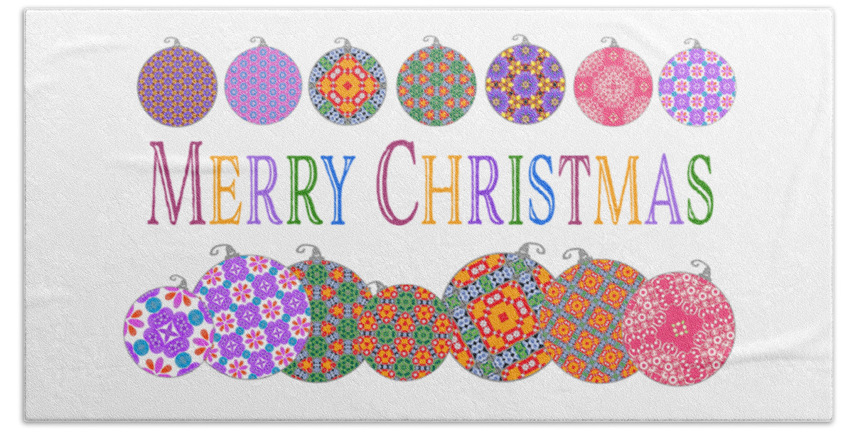 Christmas Card Beach Towel featuring the digital art Colorful Merry Christmas by Marianne Campolongo