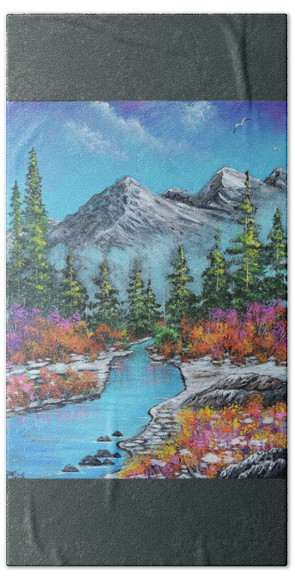 Mountains Beach Towel featuring the painting Colorful Mountains by Bella Apollonia
