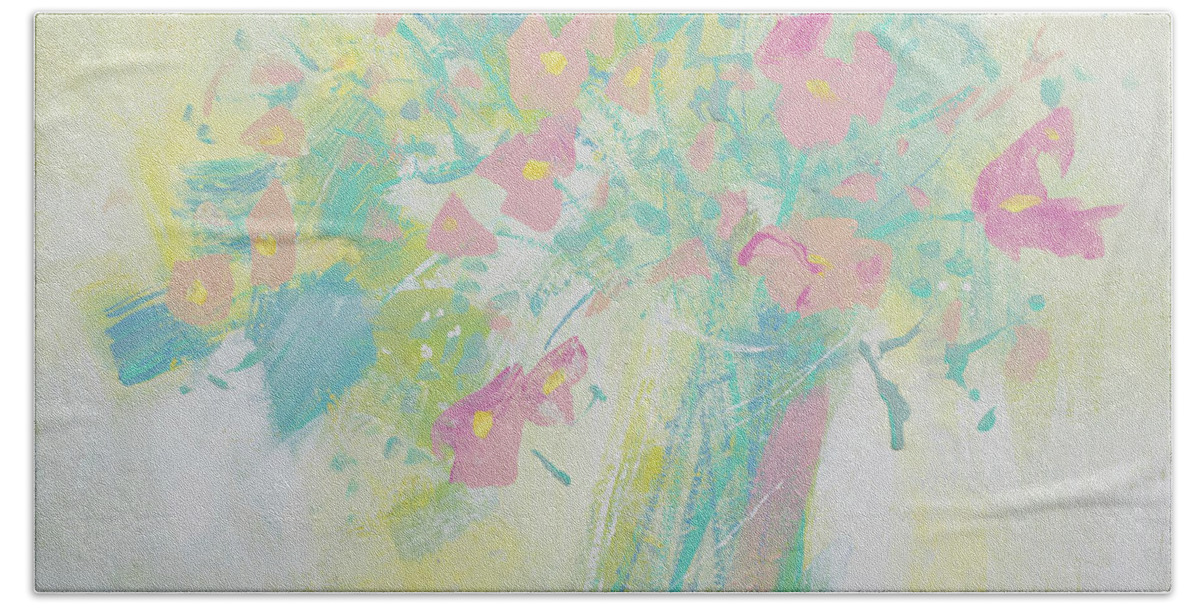 Floral Beach Towel featuring the painting Colors of Spring by Terri Einer