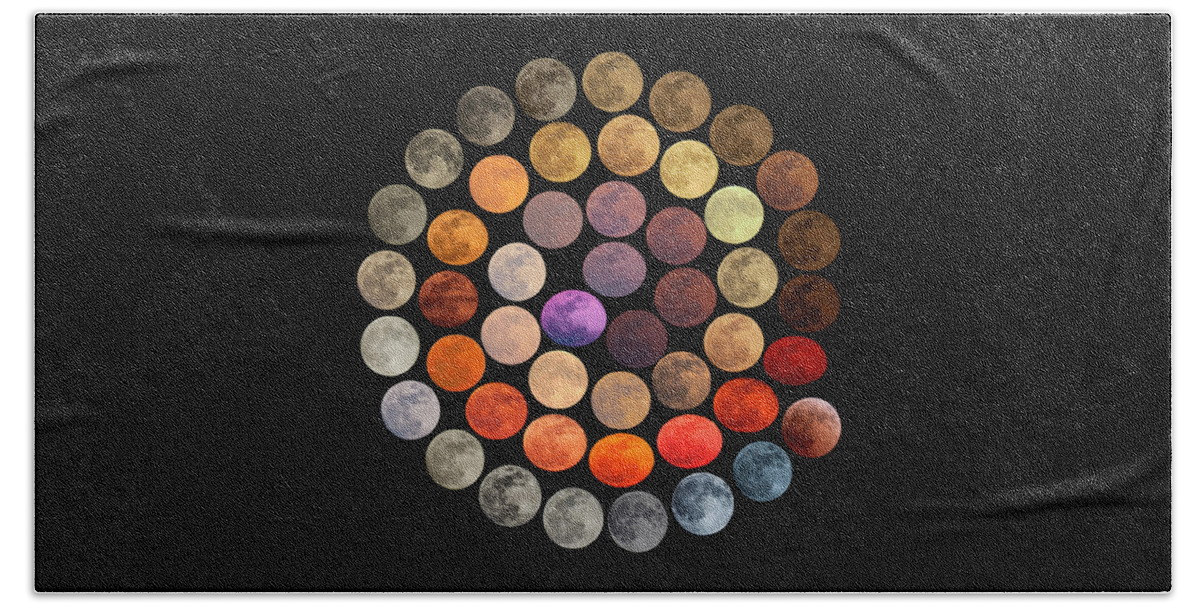 Spiral Moon Colors Full Moon Astronomy Color Palette Palette Moon Marcella Giulia Pace Marcella Giulia Pace Beach Towel featuring the photograph Colors of the Moon by Marcella Giulia Pace