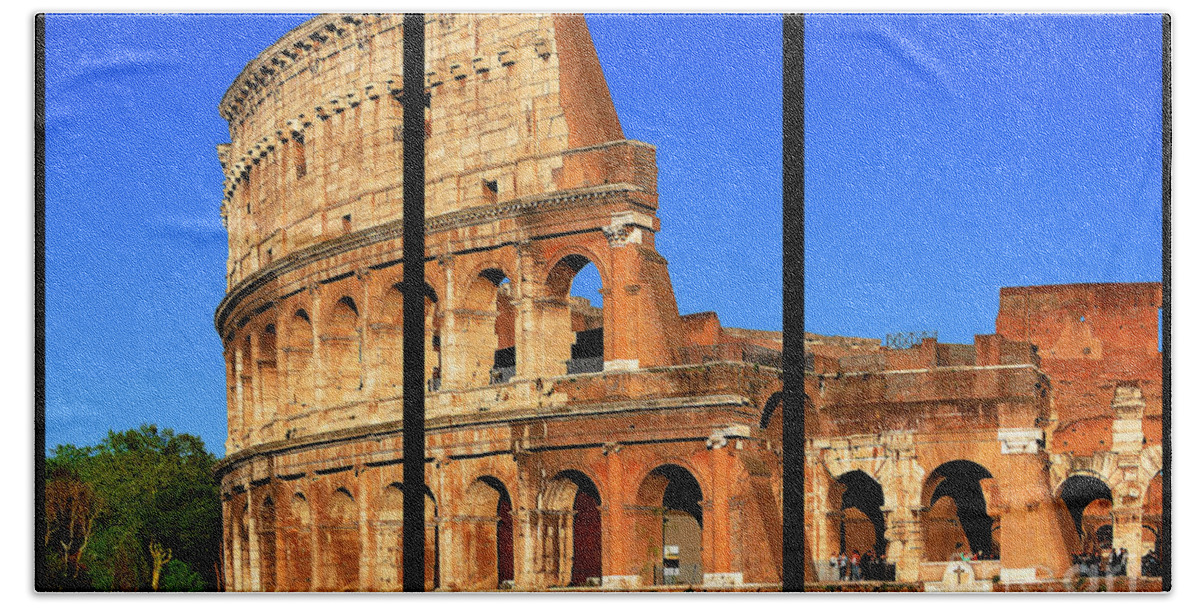 Coliseum Beach Towel featuring the photograph Colosseum Colors Triptych by Stefano Senise