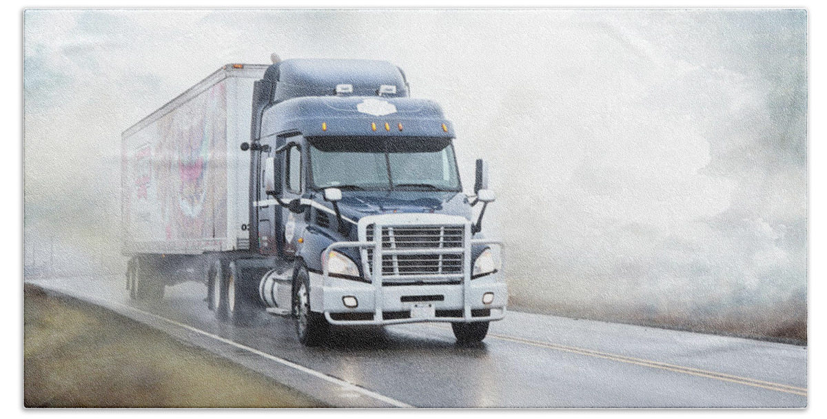 Trucks Beach Towel featuring the photograph Coming Out Of The Fog by Theresa Tahara