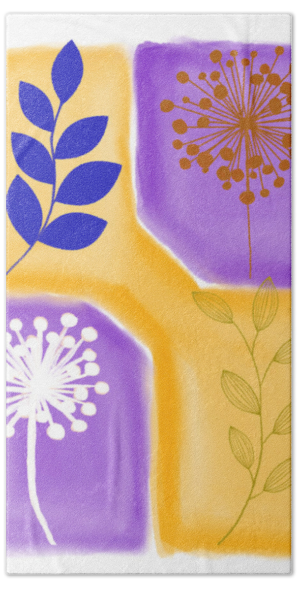Leaf Beach Towel featuring the digital art Contempo Floral by Jacqueline Roth