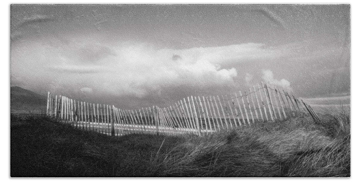Fence Beach Towel featuring the photograph Contour Hugging Fence by Mark Callanan