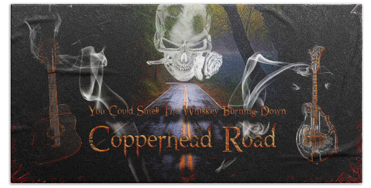 Copperhead Road Beach Towel featuring the digital art Copperhead Road by Michael Damiani