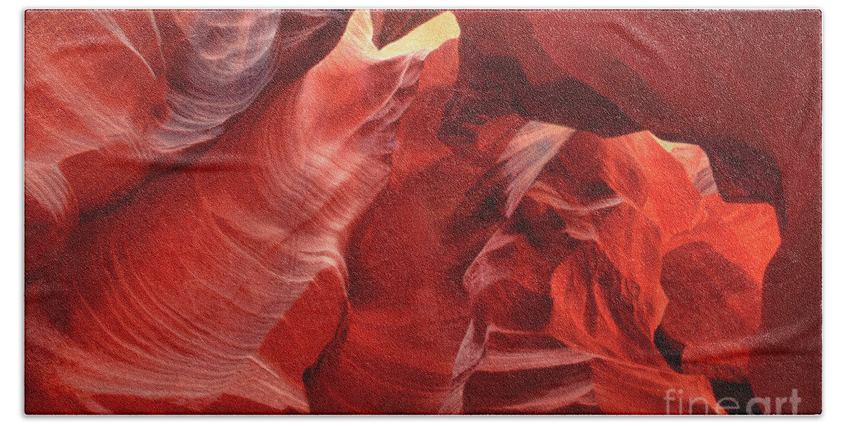 Dave Welling Beach Towel featuring the photograph Corkscrew Or Upper Antelope Slot Canyon Arizon by Dave Welling