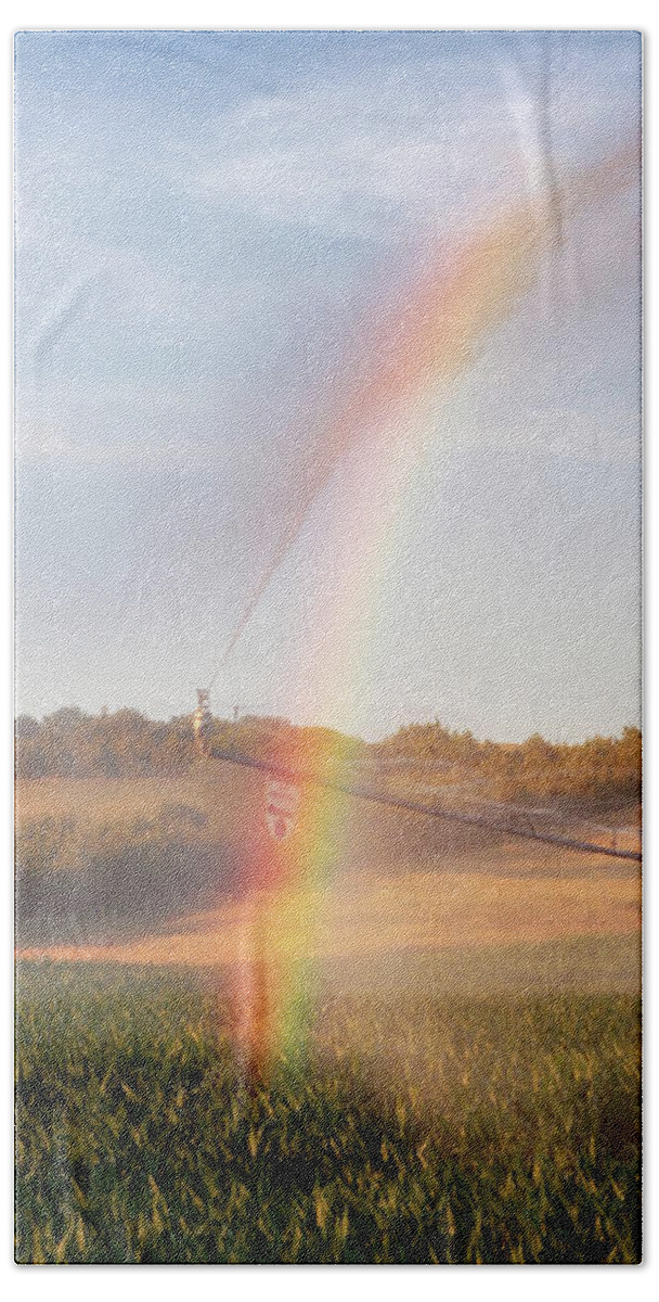 Rainbows Beach Towel featuring the photograph Cornfield Rainbows by Susan Rissi Tregoning