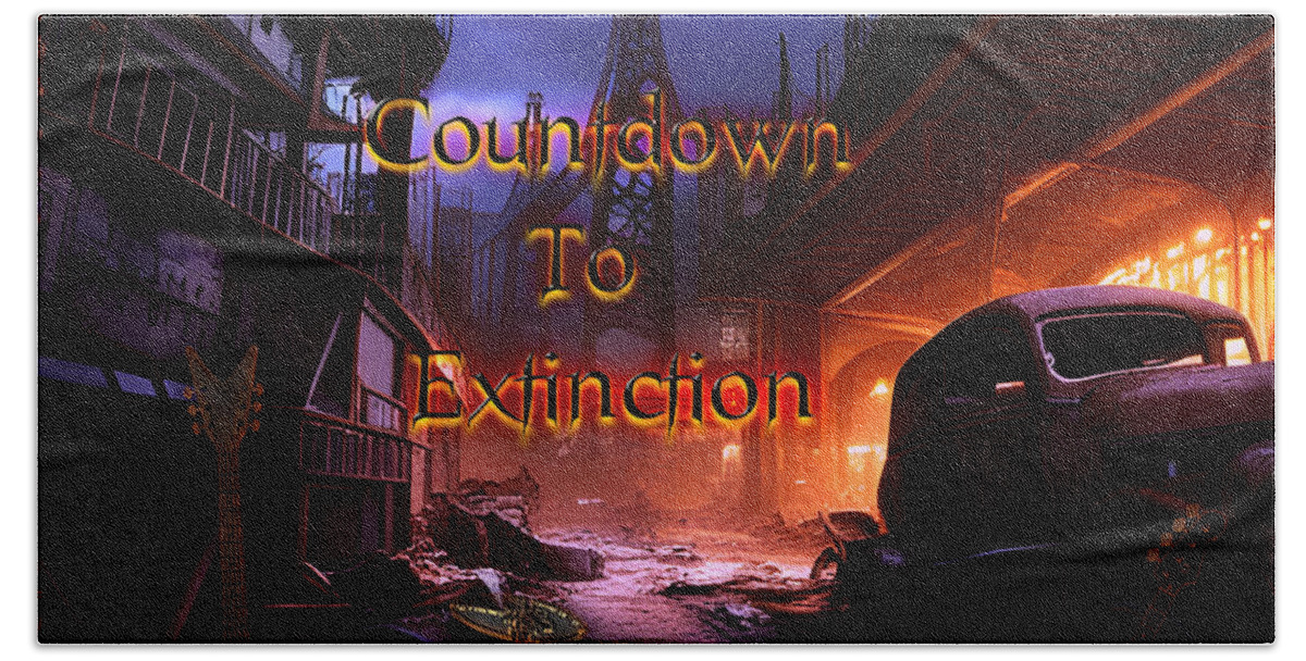 Hard Rock Music Beach Towel featuring the digital art Countdown To Extinction by Michael Damiani