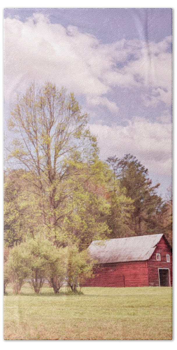 Barns Beach Towel featuring the photograph Country Barn in the Spring Pastures by Debra and Dave Vanderlaan
