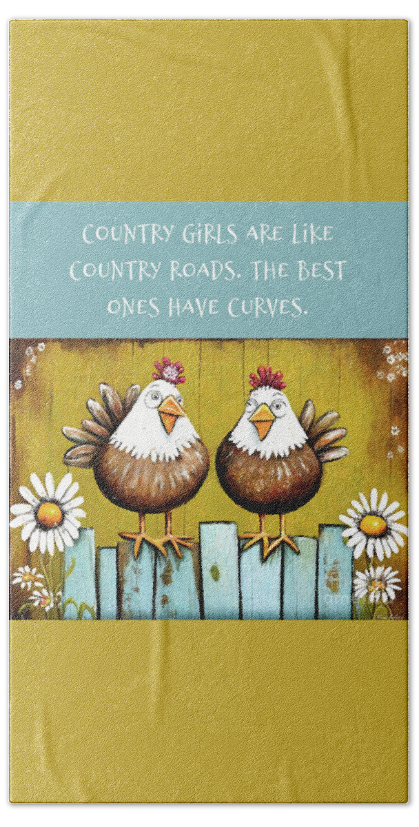 Country Girl Quotes Beach Towel featuring the painting Country Girls by Tina LeCour