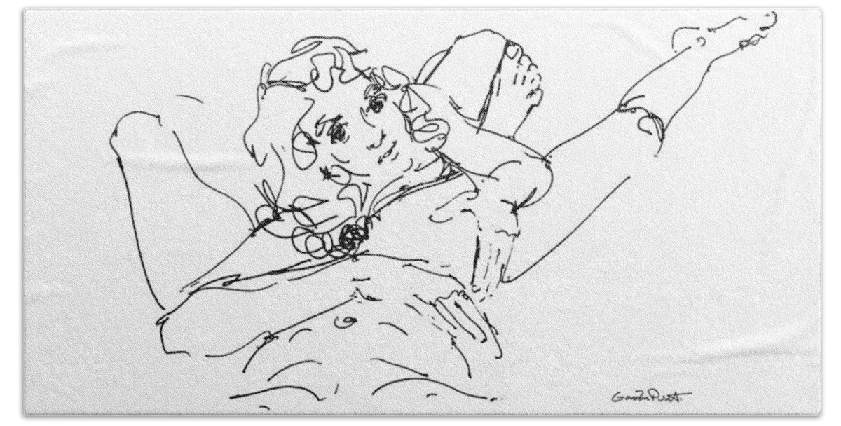 Couple Beach Towel featuring the drawing Couples Sensual Art 1 by Gordon Punt