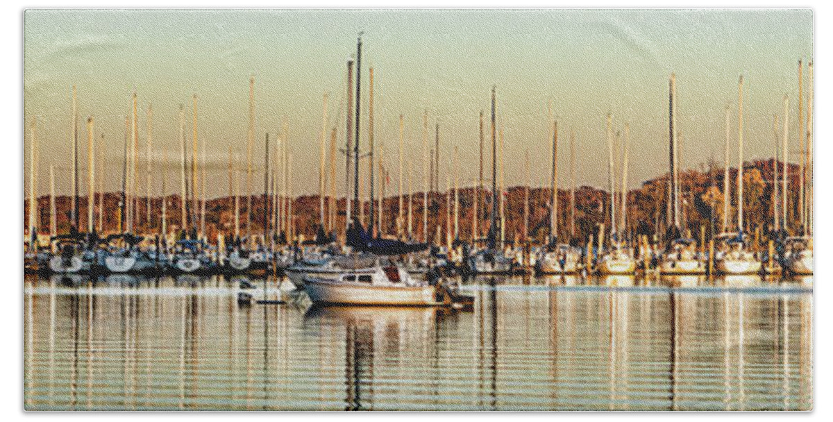 Cove At Sunset Beach Towel featuring the photograph Cove at Sunset Large by Sharon Popek