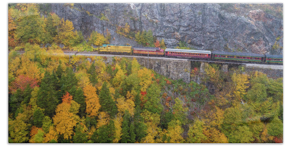 Conway Scenic Railway Beach Towel featuring the photograph Crawford Notch, NH by John Rowe