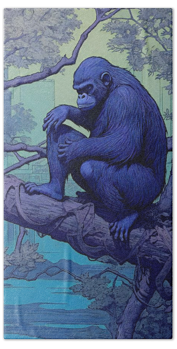 Cross River Gorilla Beach Towel featuring the digital art Cross River Gorilla by Caito Junqueira