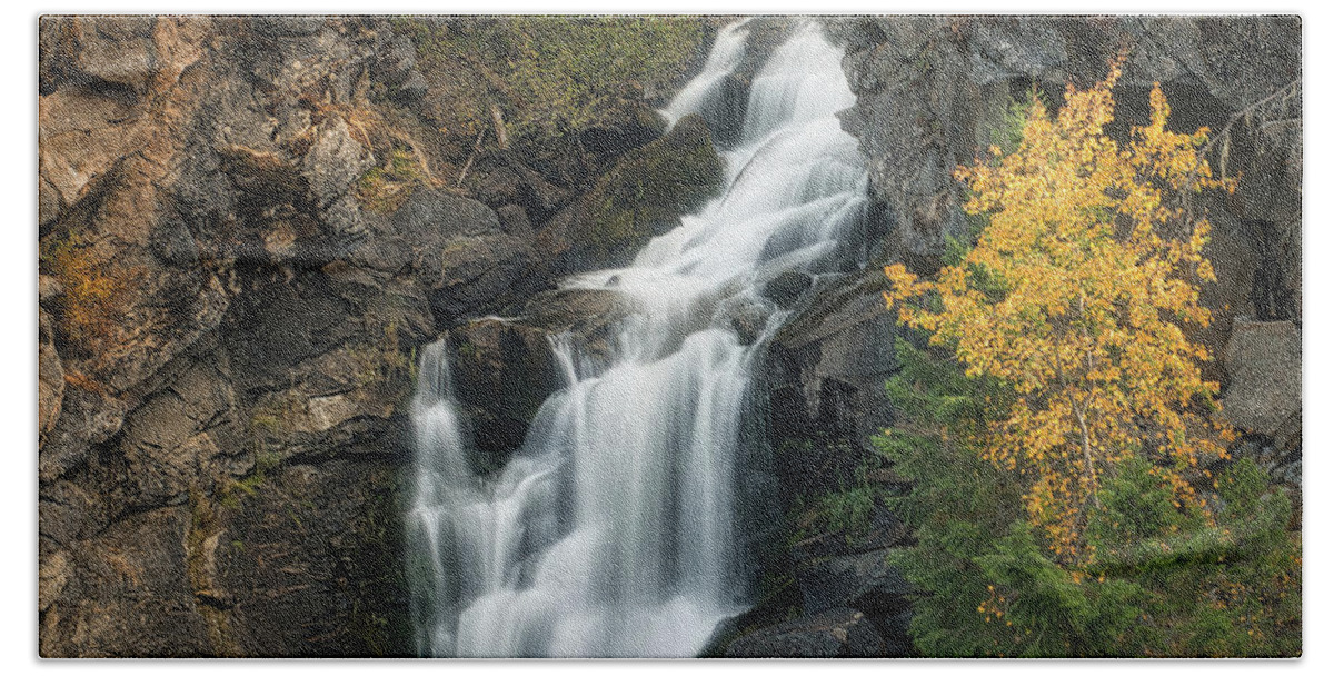Crystal Falls Beach Towel featuring the photograph Crystal Falls by Dan Eskelson