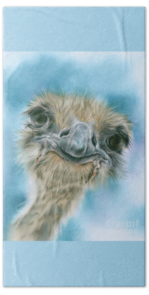 Bird Beach Towel featuring the painting Curious Ostrich by MM Anderson