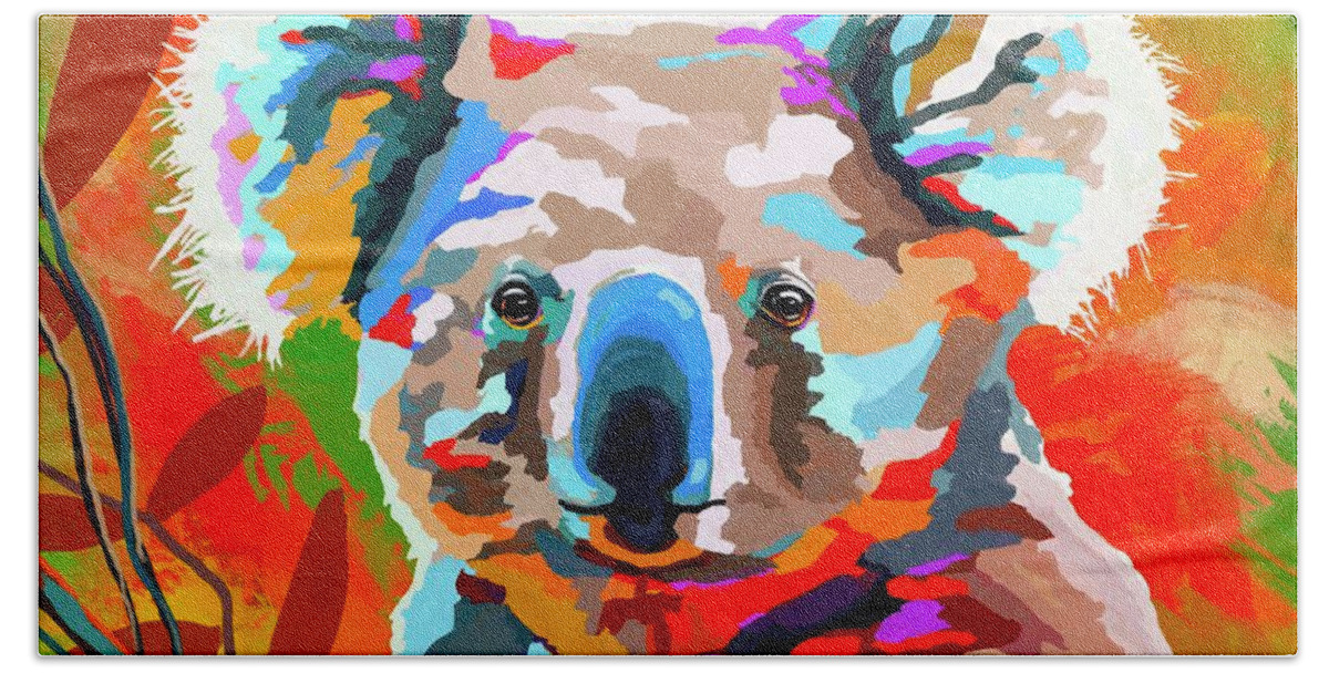 Koala Beach Towel featuring the digital art Cute Koala by Mark Ross