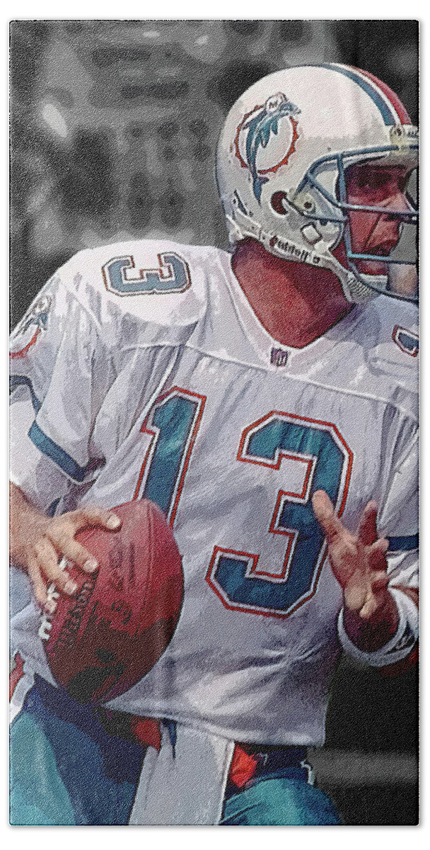 © 2022 Lou Novick All Rights Reserved Beach Towel featuring the photograph Dan Marino by Lou Novick