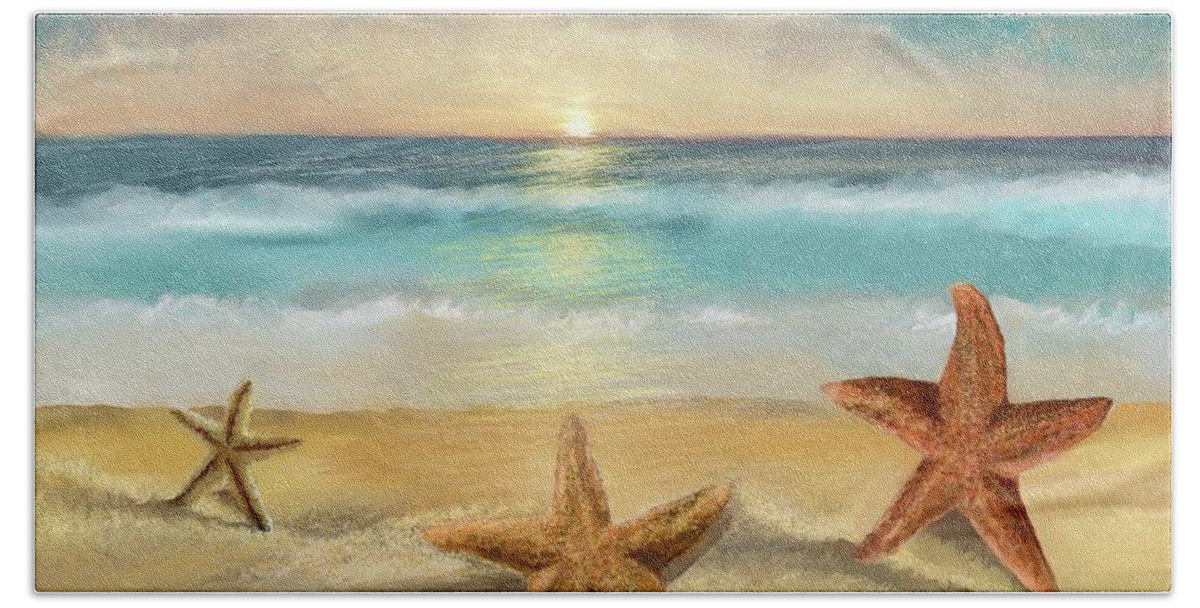 Sea Stars Beach Towel featuring the painting Dancing Stars by Ana Borras
