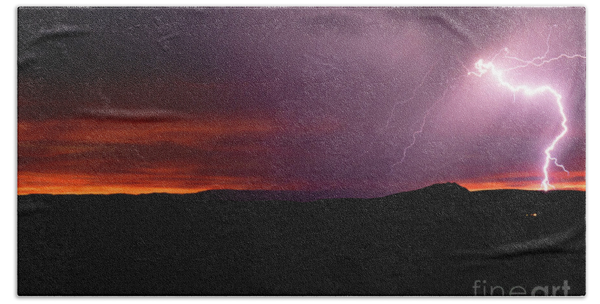 Taos Beach Towel featuring the photograph Dancing With Lightning 4 by Elijah Rael