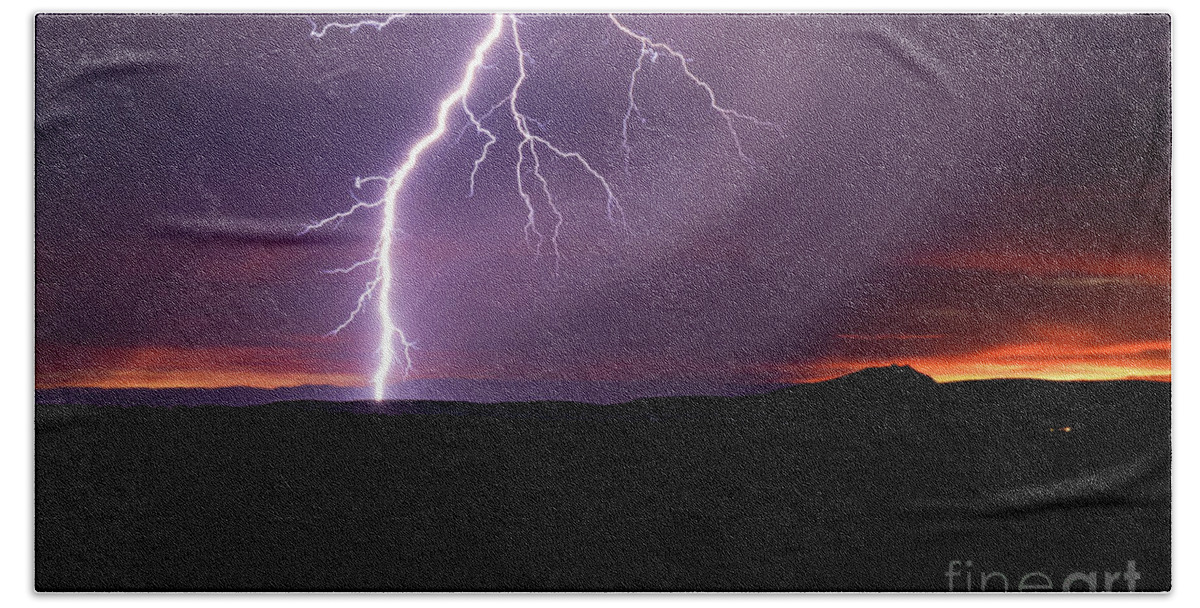 Taos Beach Towel featuring the photograph Dancing With Lightning 7 by Elijah Rael