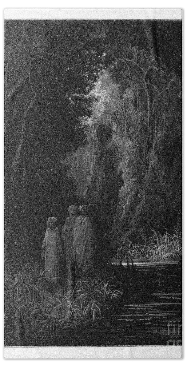 Purgatorio Beach Towel featuring the photograph Dante Purgatory by Gustave Dore u36 by Historic illustrations