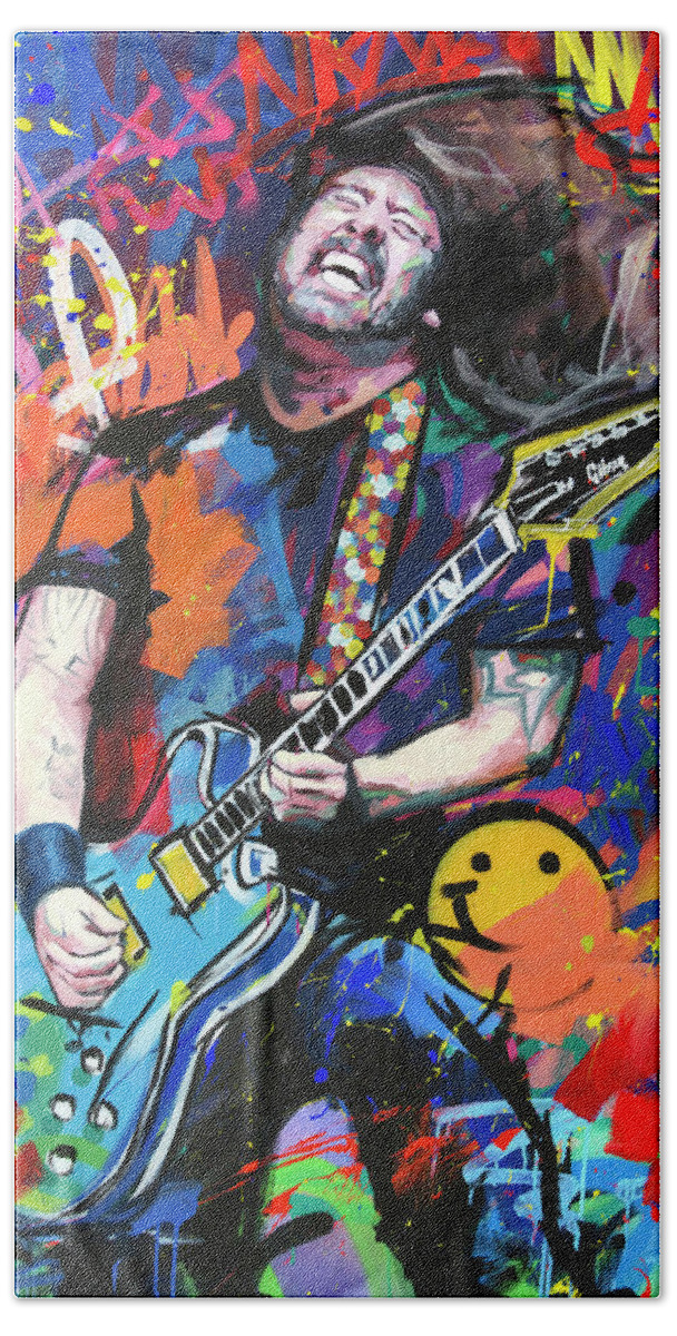 Dave Grohl Beach Sheet featuring the painting Dave Grohl by Richard Day