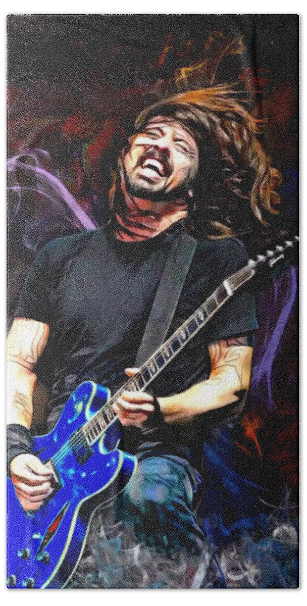 David Grohl Beach Sheet featuring the digital art Dave Grohl by Scott Wallace Digital Designs