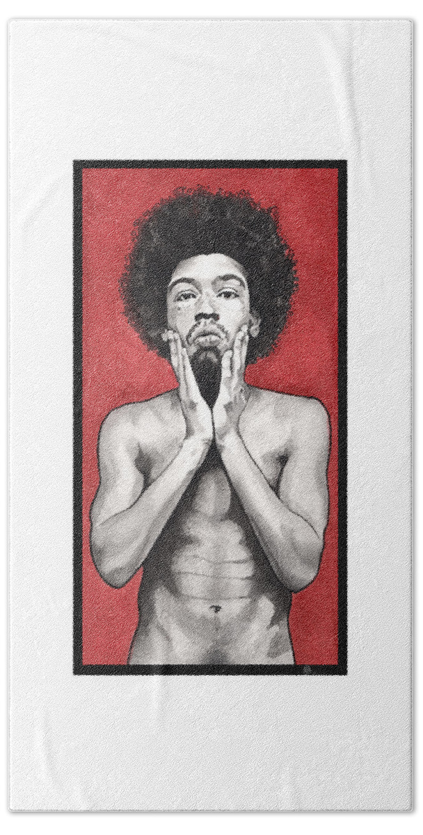 Portrait Beach Towel featuring the painting Davis In Red-Full Length by Tiffany DiGiacomo