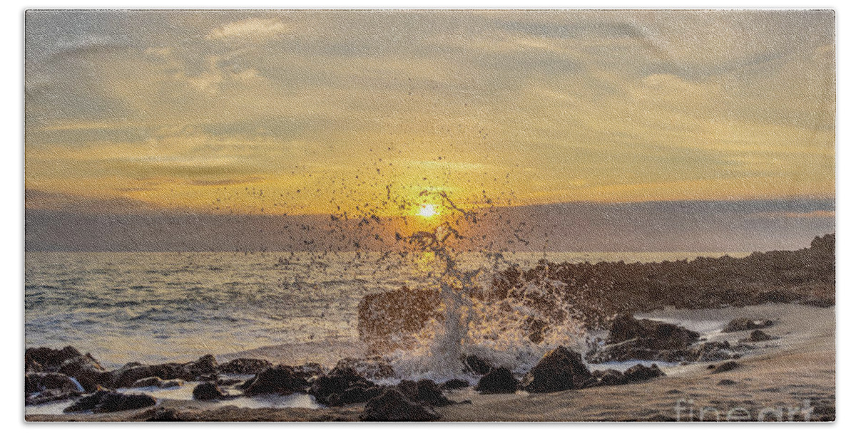 Dawn Beach Towel featuring the photograph Dawn Wave Crash by Tom Claud