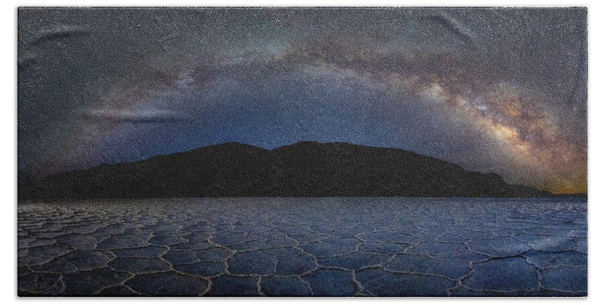 Bad Water Beach Towel featuring the photograph Death Valley Milky Way by Michael Ash