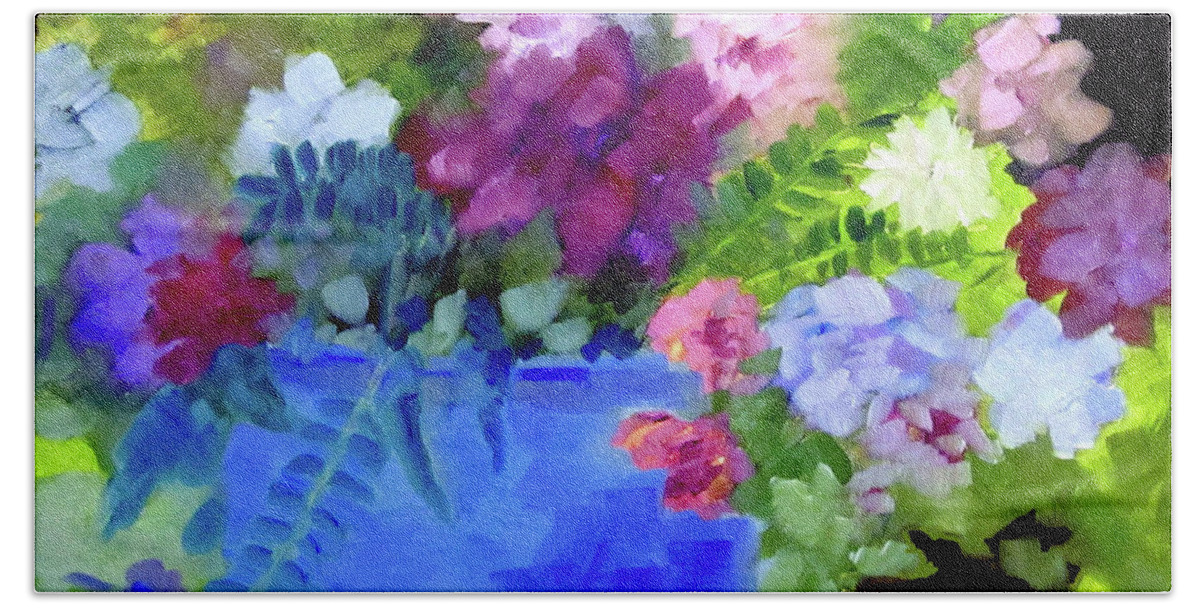 Flowers Beach Towel featuring the painting December Blue by Adele Bower
