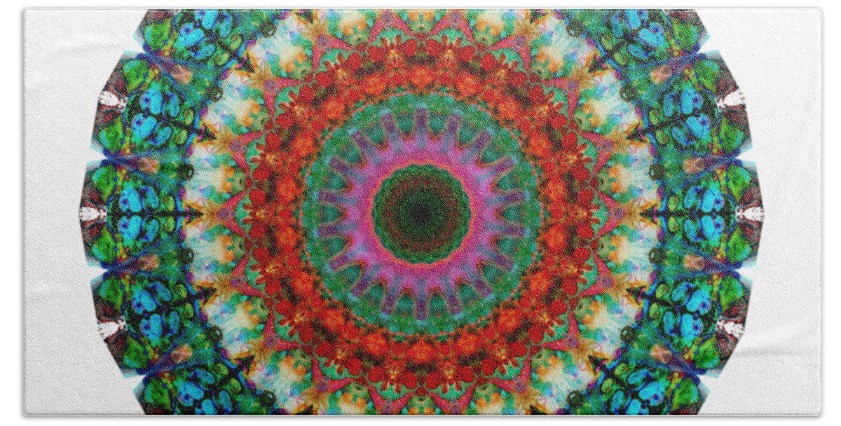 Kaliedescope Beach Towel featuring the painting Deep Love - Mandala Art By Sharon Cummings by Sharon Cummings