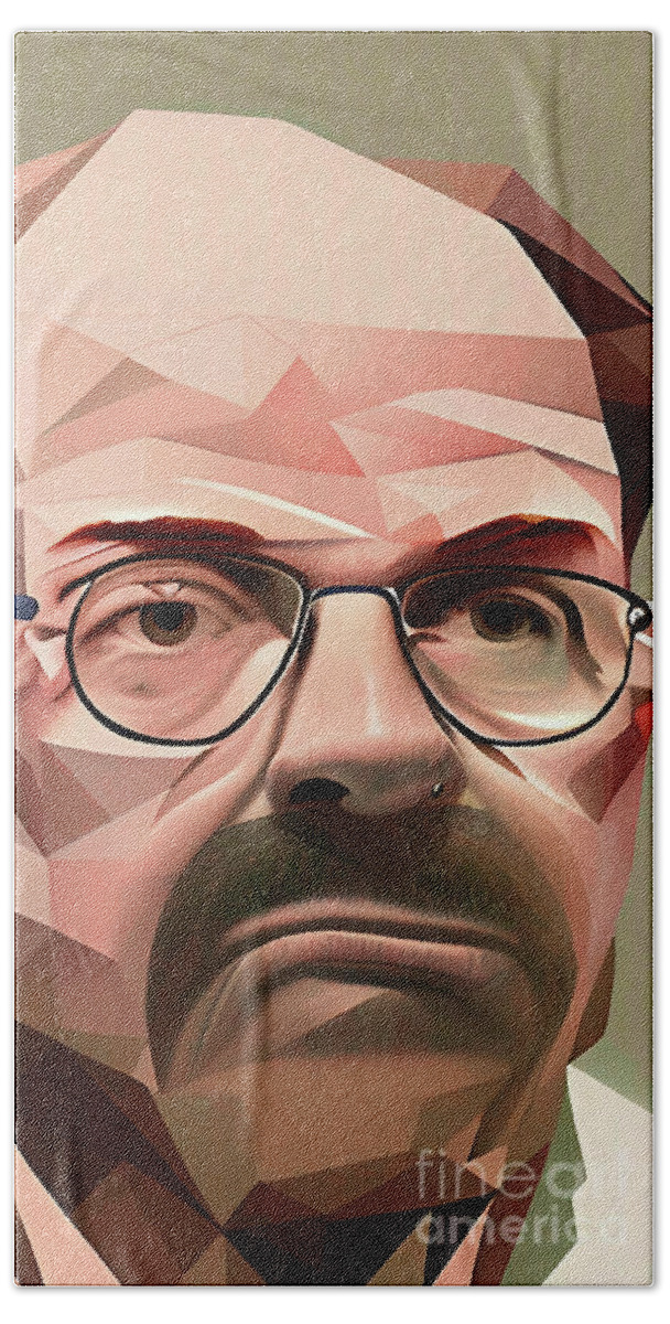Dennis Rader Beach Towel featuring the digital art Criminal Dennis Rader geometric portrait by Christina Fairhead