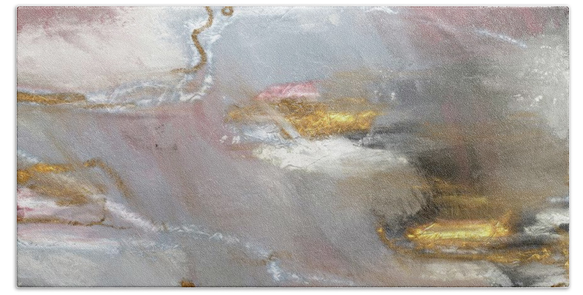 Painterly Beach Towel featuring the painting Depth of puddles Painterly Abstract 2 by Itsonlythemoon