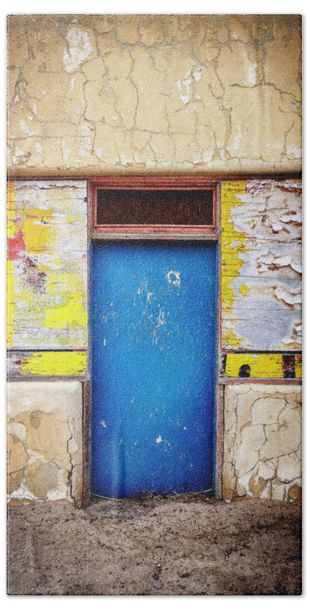 Door Beach Towel featuring the photograph Desert Blue Door by Craig J Satterlee