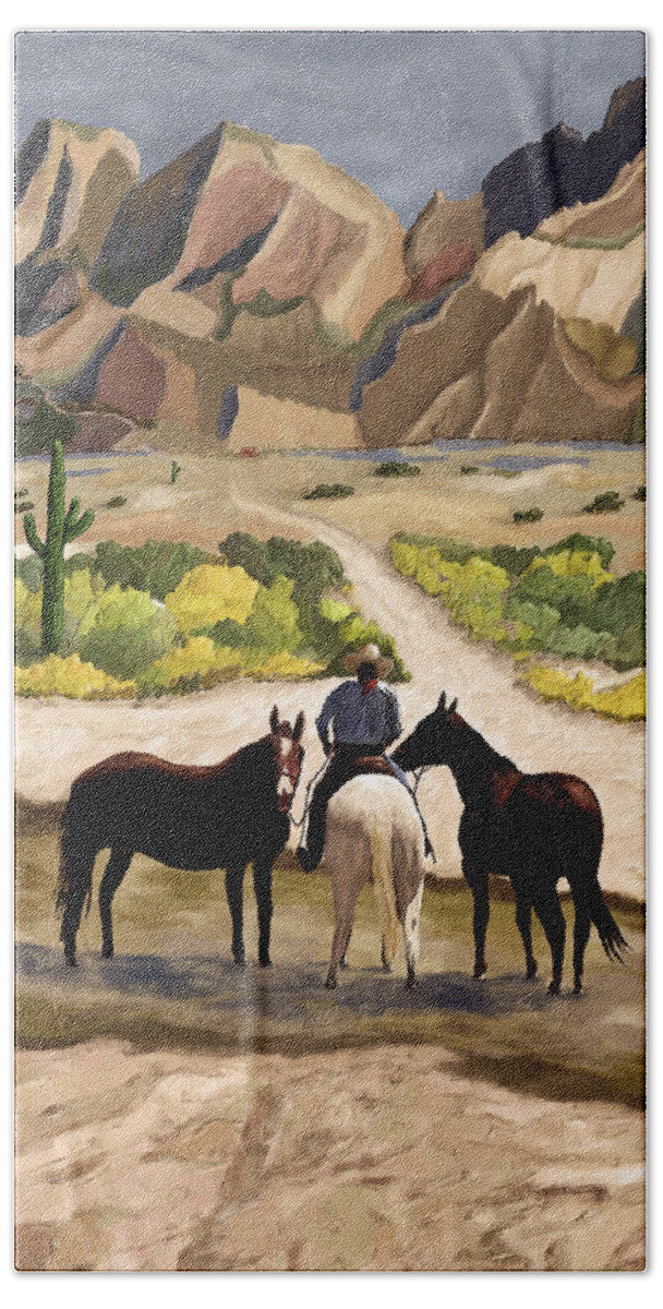 Horses Beach Towel featuring the digital art Desert Horses by Ken Taylor