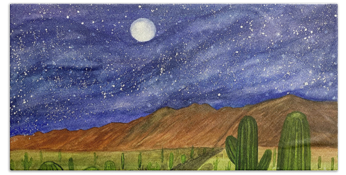 Desert Beach Towel featuring the painting Desert Sky by Lisa Neuman