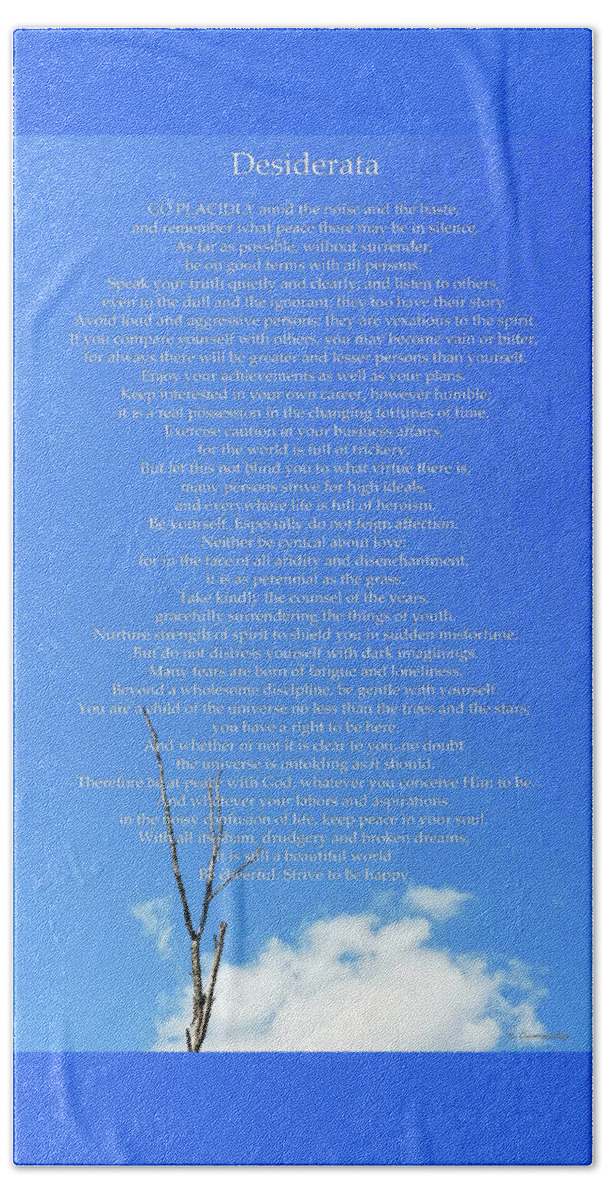 Desiderata Beach Towel featuring the painting Desiderata 10 - Blue Sky Art - Sharon Cummings by Sharon Cummings
