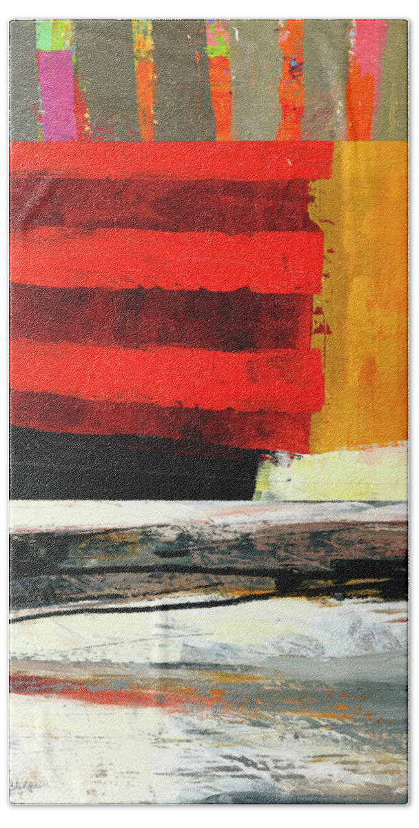 Abstract Art Beach Towel featuring the painting Different Stripe #12 by Jane Davies