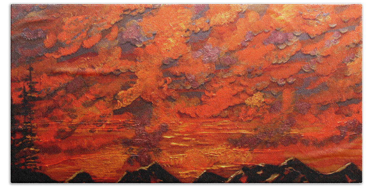 Sunset Beach Towel featuring the painting Dillon Sunset by Marilyn Quigley