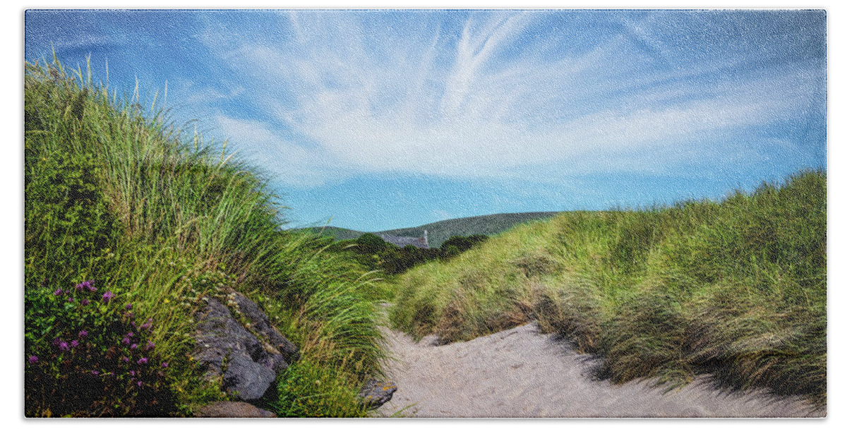 Clouds Beach Towel featuring the photograph Dingle Sand Dunes by Debra and Dave Vanderlaan