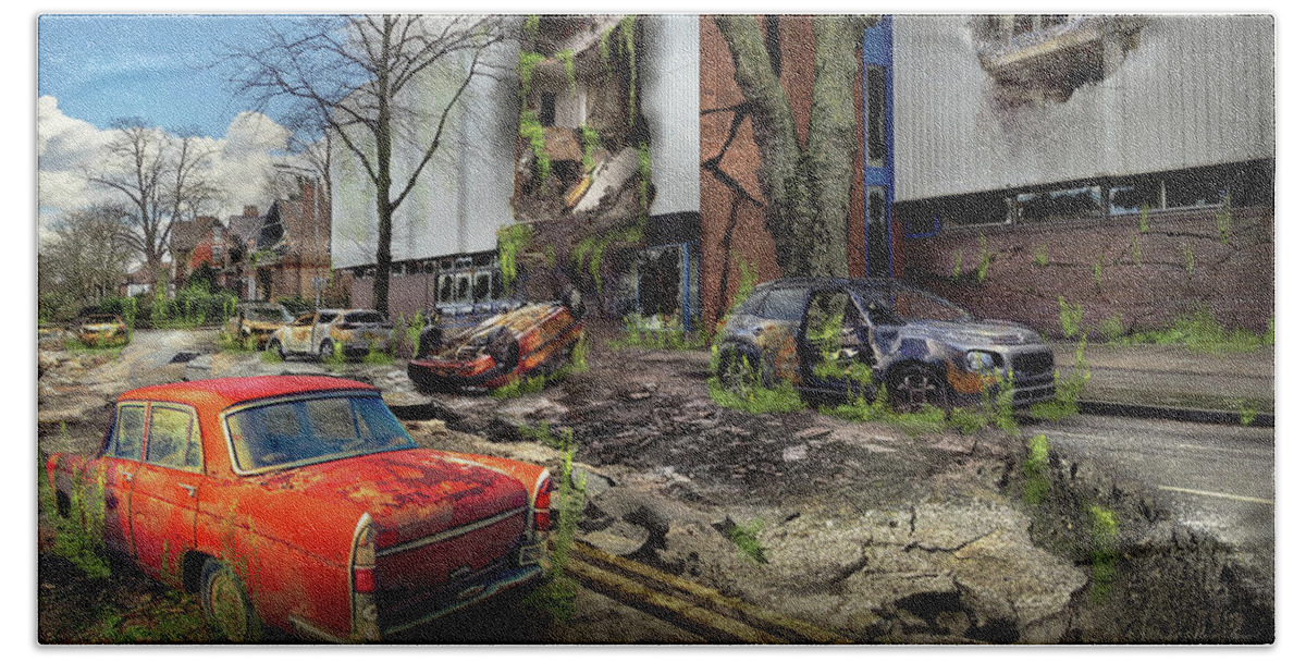 Abandoned Beach Towel featuring the photograph Disaster - Desolate Dystopian Decay by Mike Savad