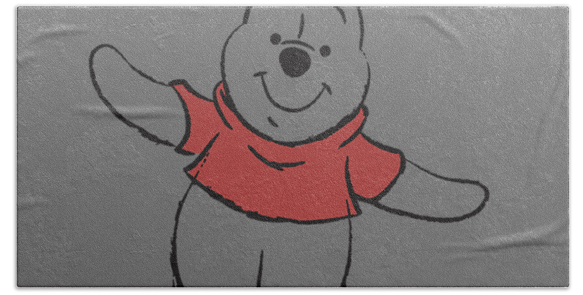 Disney Winnie The Pooh Simple Outline Sketch Beach Towel by Andi