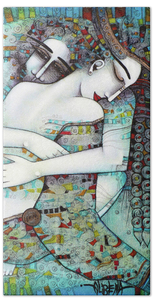 Love Beach Towel featuring the painting Do not leave me by Albena Vatcheva