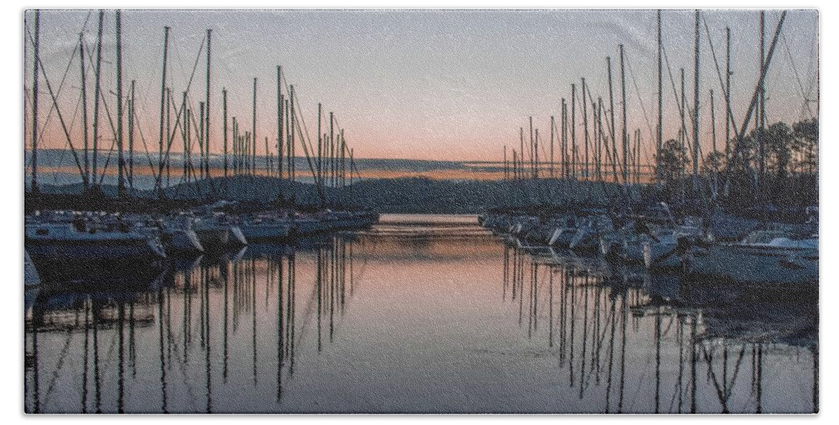 Boats Beach Towel featuring the photograph Docked and waiting by Jamie Tyler