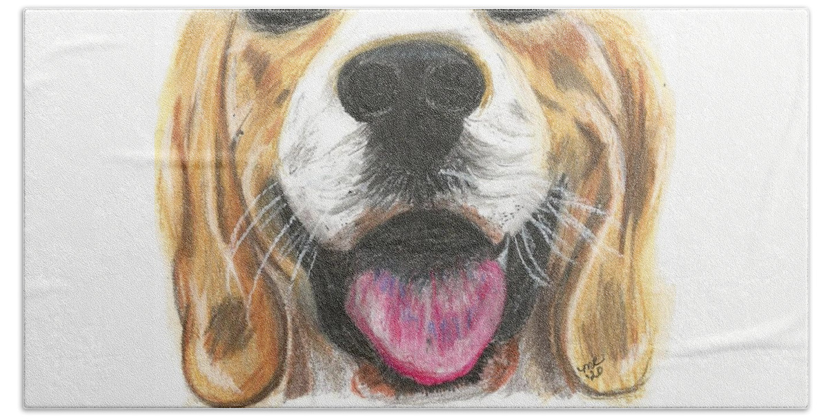 Dog Face Beach Towel featuring the painting Dog Face by Monica Resinger