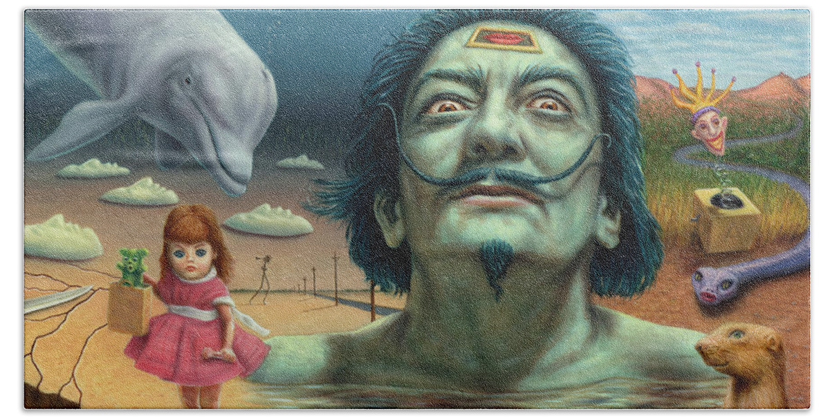 Salvador Beach Towel featuring the painting Dolly in Dali-Land by James W Johnson