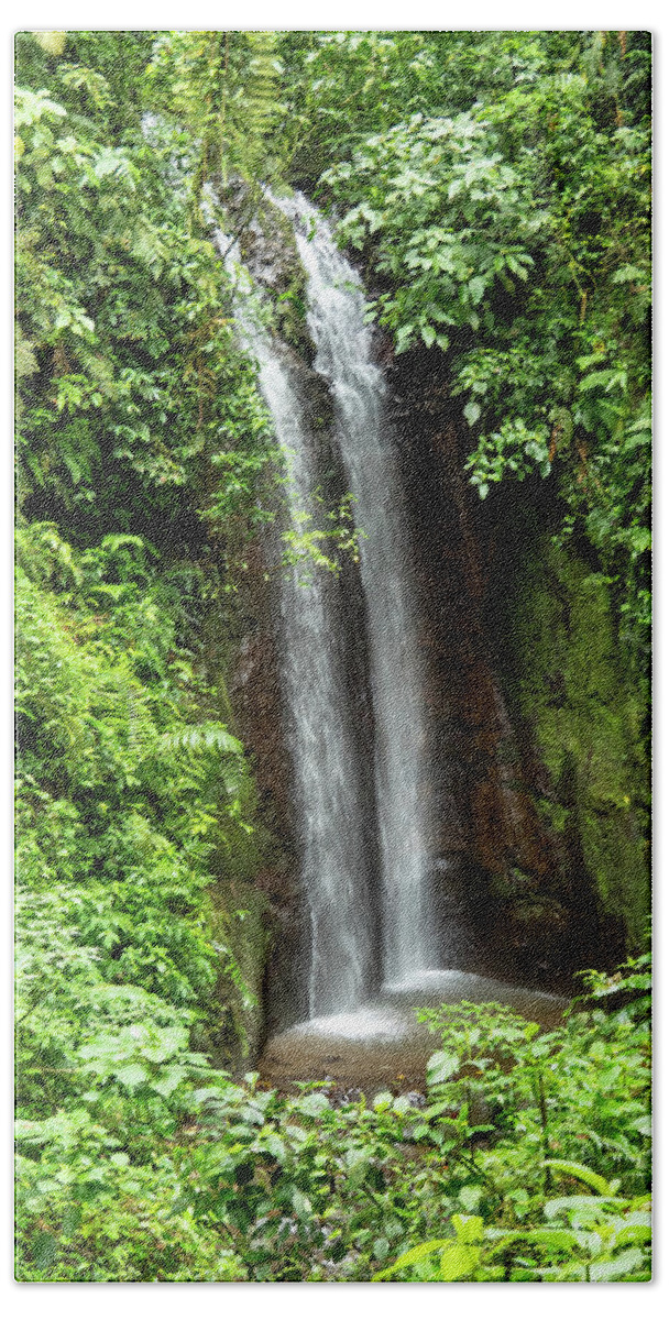 Costa Rica Beach Towel featuring the photograph Double Falls, Costa Rica by Leslie Struxness