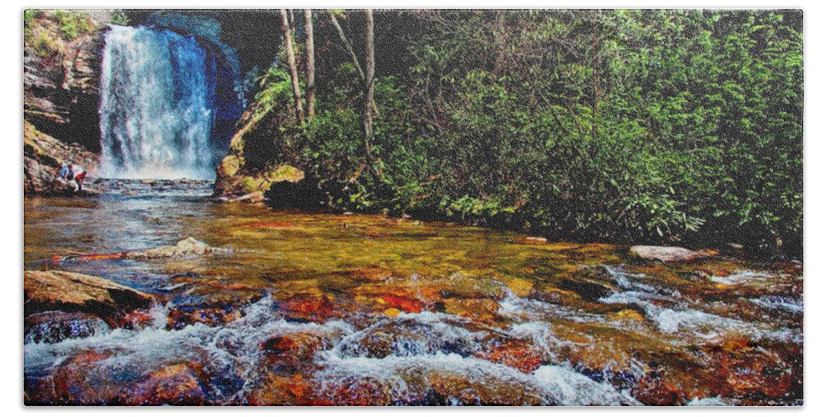 Waterfall Beach Towel featuring the photograph Down By the River by Allen Nice-Webb